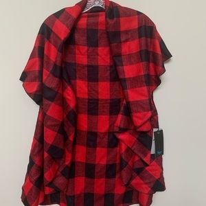 Black & red plaid poncho by Shana